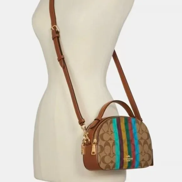 COACH Serena Satchel Crossbody Bag In Signature Canvas With Stripe C5642 - Picture 7 of 12